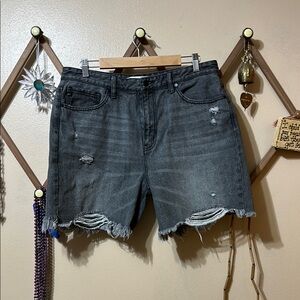 KanCan Distressed Gray Jean Shorts